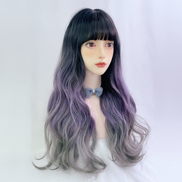 Purple gradient long curly hair wig KF82430