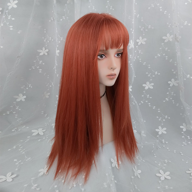 Stylish long orange straight hair KF81065
