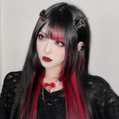 Harajuku black red wig  kF828790