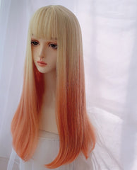 Orange long straight wig KF81411