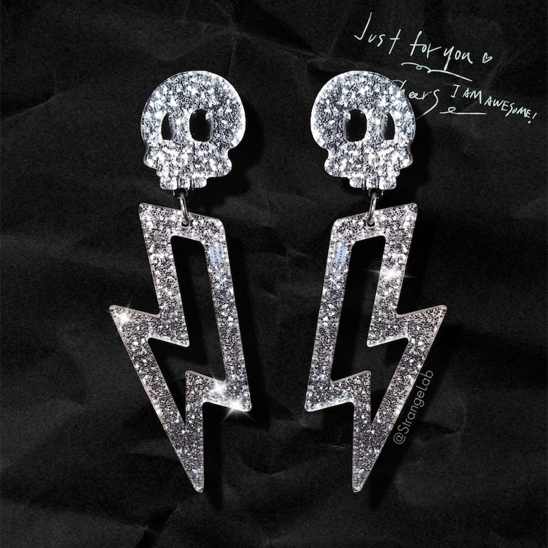 Lightning Skull Stud Earrings  KF82857