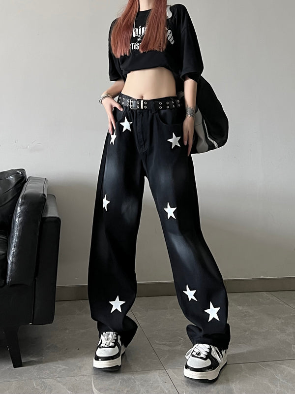 Harajuku star print jeans  KF83317