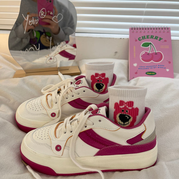 strawberry pink white shoes KF82707