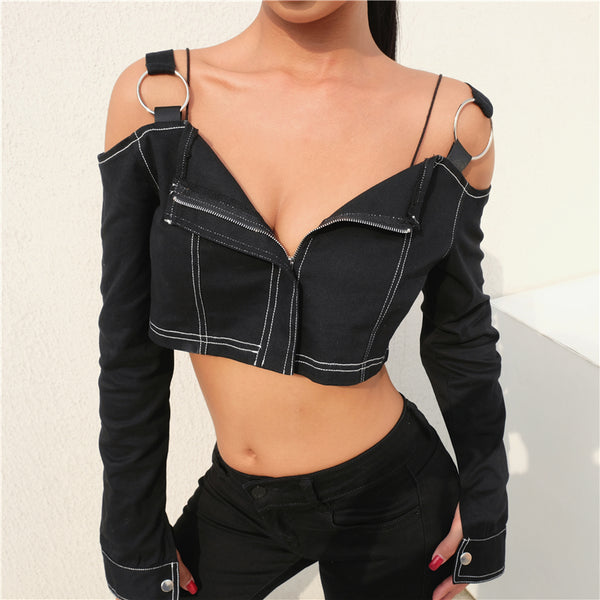 Punk black top KF90797