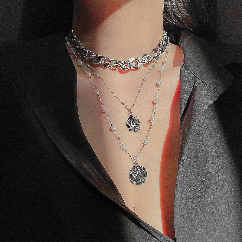 Three-layer chain necklace KF81653