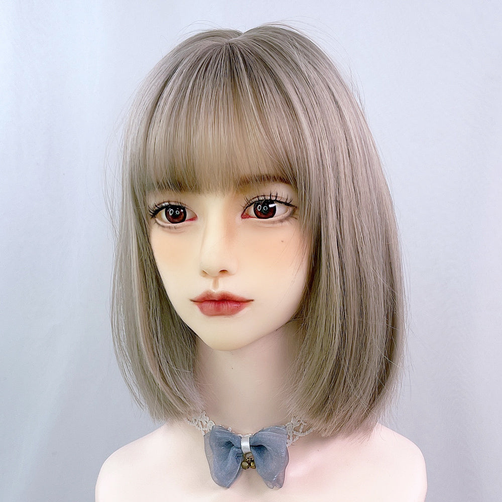 gray short straight hair KF40508