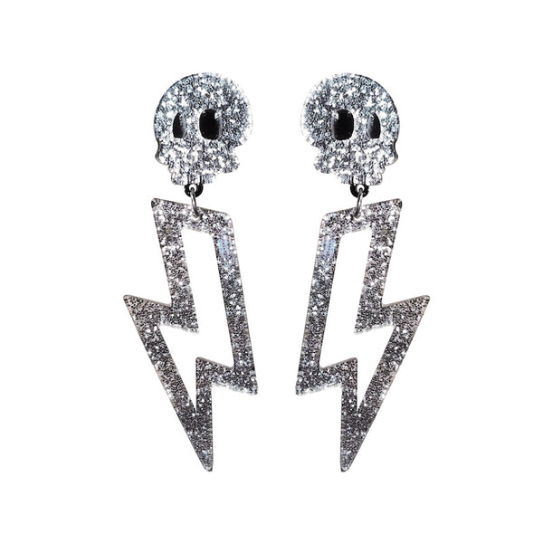 Lightning Skull Stud Earrings  KF82857