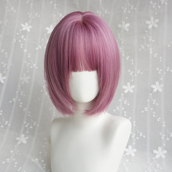 Purple short straight wig KF9243