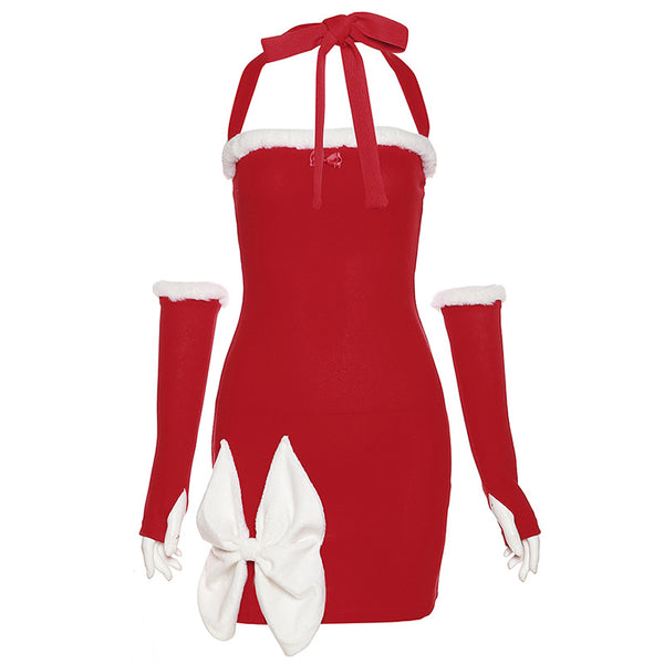 CHRISTMAS HALTERNECK DRESS  KF83145