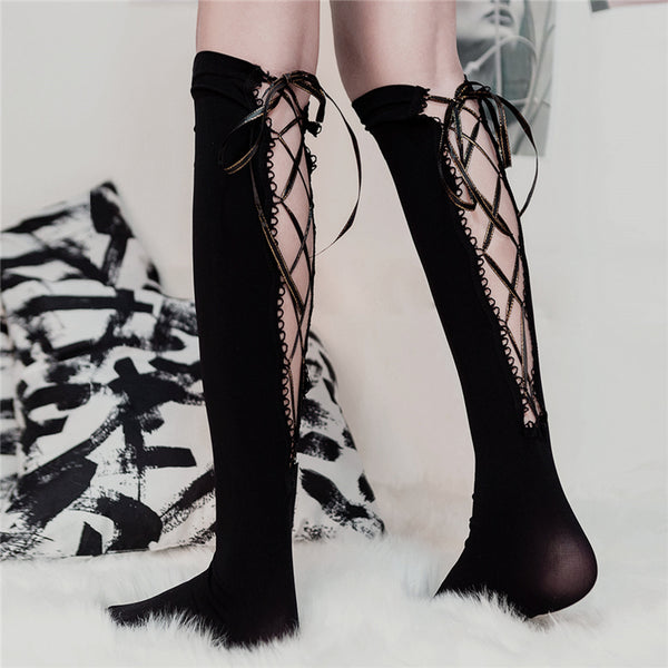 Dark wild straps tube socks KF9300