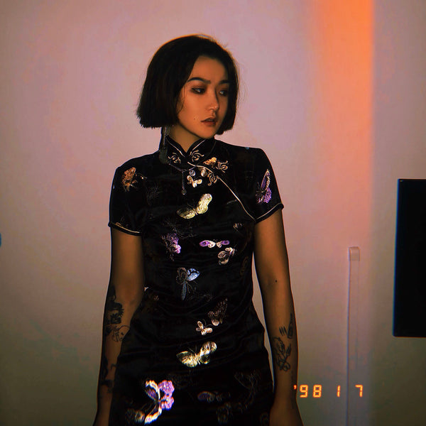 Dark vintage cheongsam KF90376