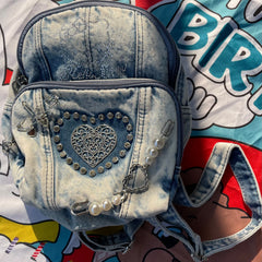 vintage denim backpack  KF21603