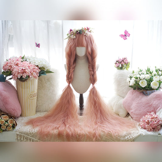 pink  long curly wig  KF82924
