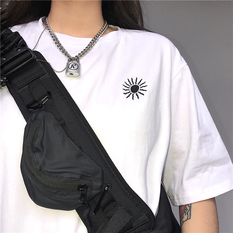 Sun embroidery t-shirt KF90785