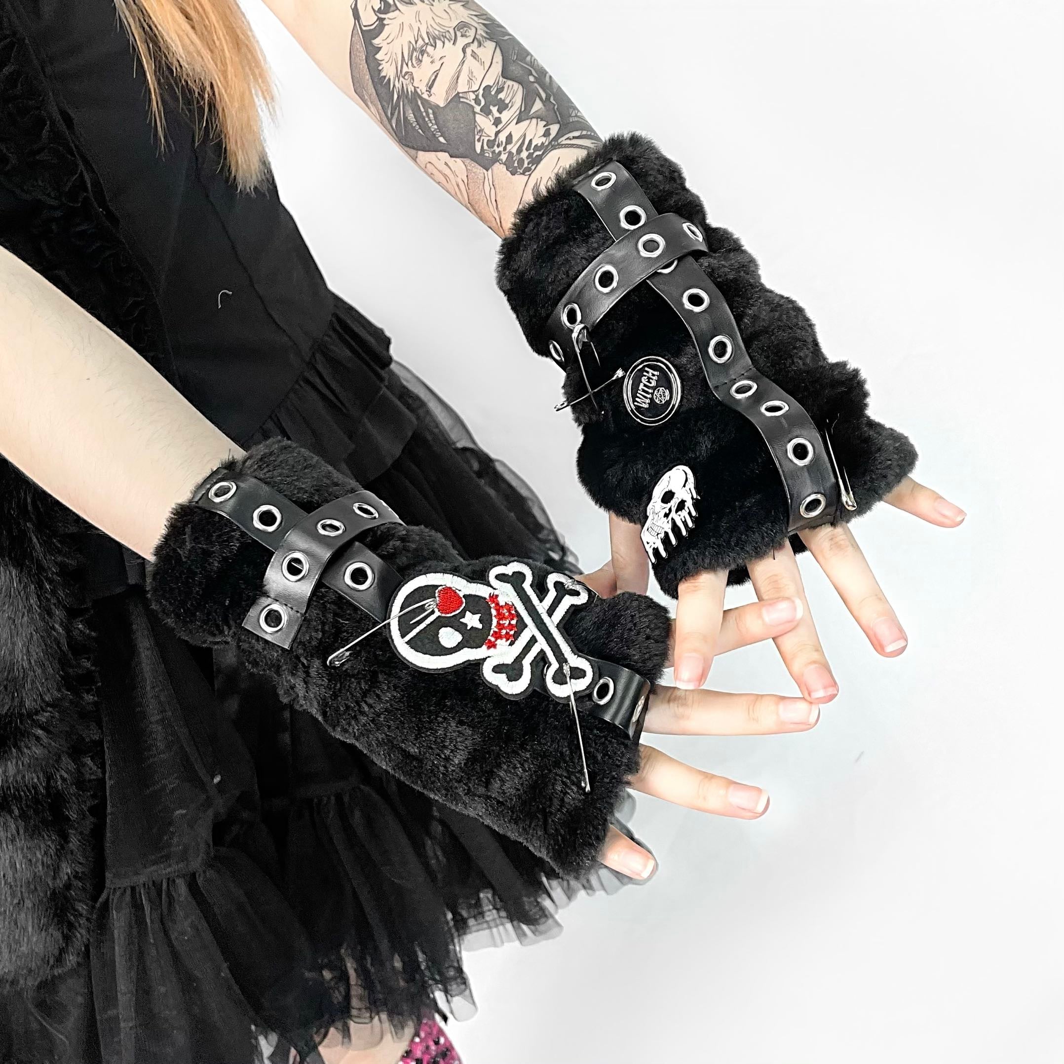 Harajuku Punk Black Gloves  KF82365