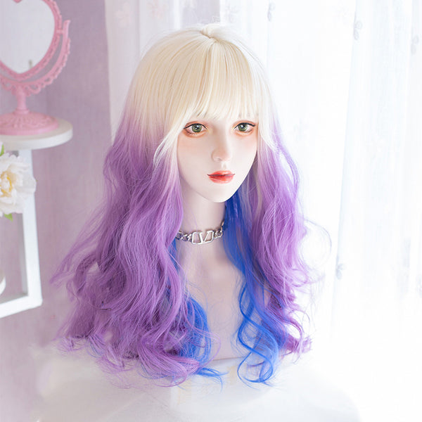 White blue purple gradient wig  KF82488