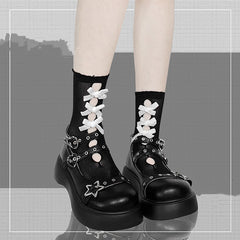 punk star buckle leather shoes  KF83179