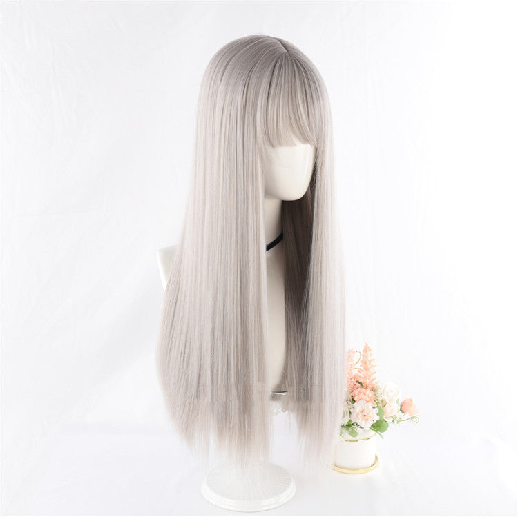 Silver white long hair wig KF82347