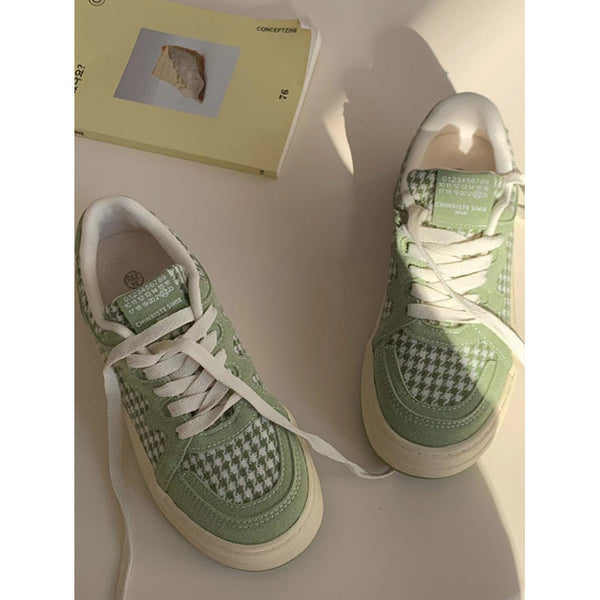 Pink Plaid canvas shoes  KF83552