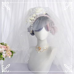 Pink blue long curly wig KF81672
