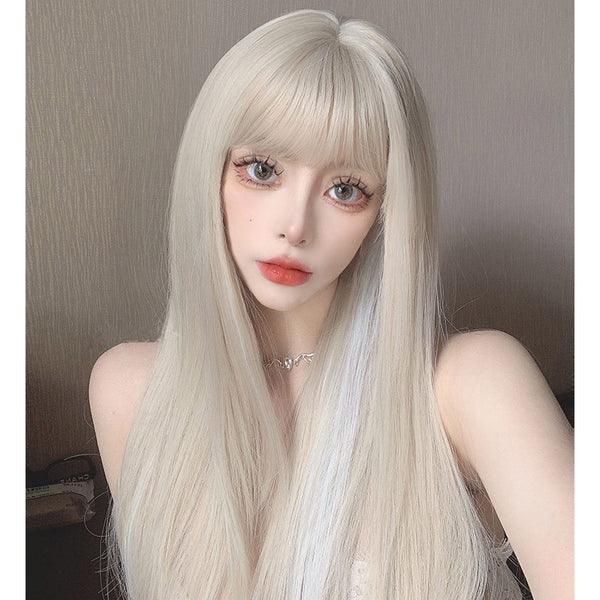 White long straight wig KF82023
