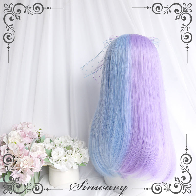 lolita blue purple long straight wig  KF82702