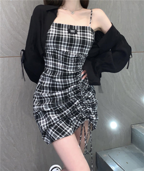 Fashion plaid dress KF82111