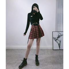Red plaid skirt KF81284