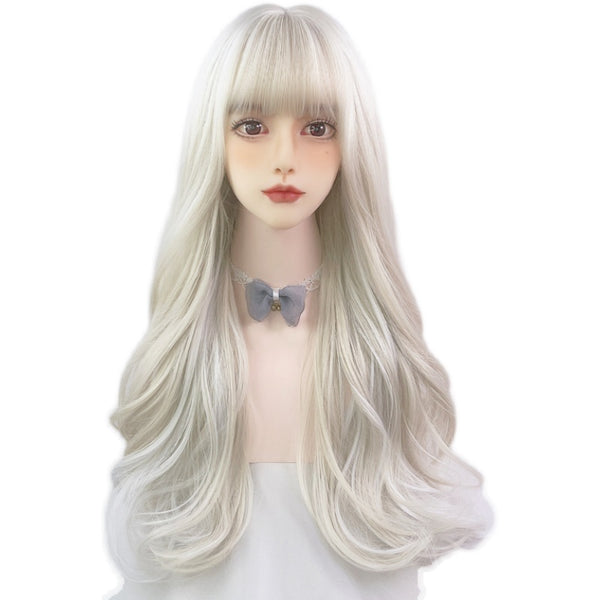 White gold long curly hair wig  KF82429