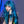 Blue and green long curly wig KF81987