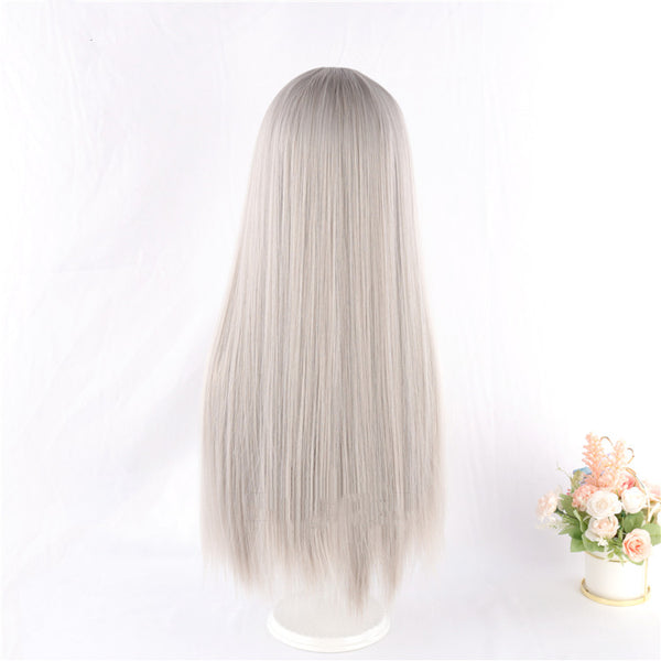 Silver white long hair wig KF82347