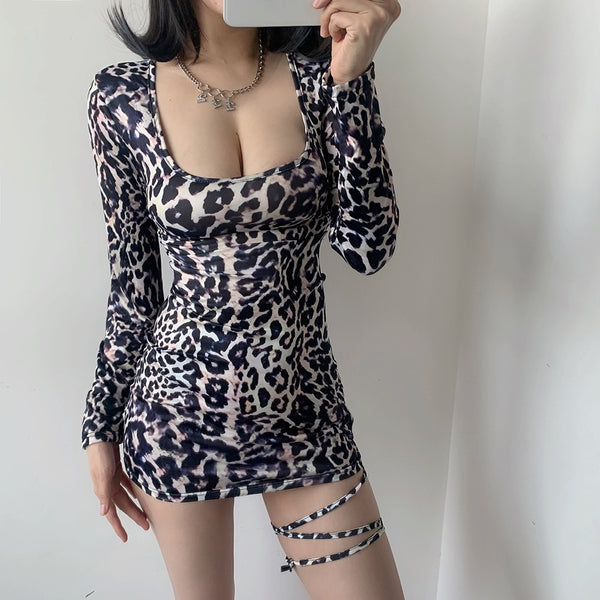 Sexy leopard dress KF81659