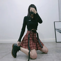 Red plaid skirt KF81284