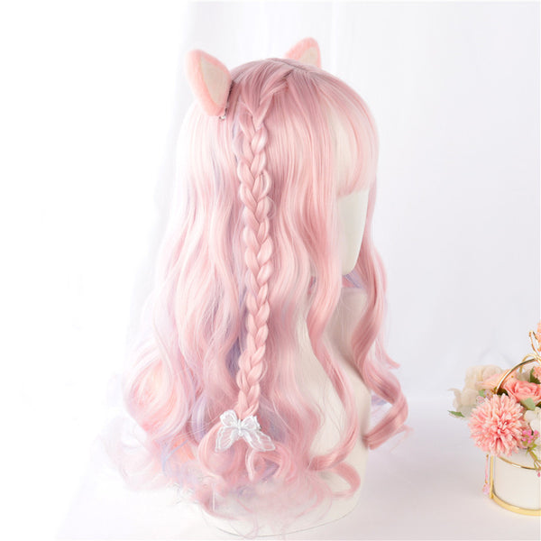 Rainbow color long curly hair wig KF82353