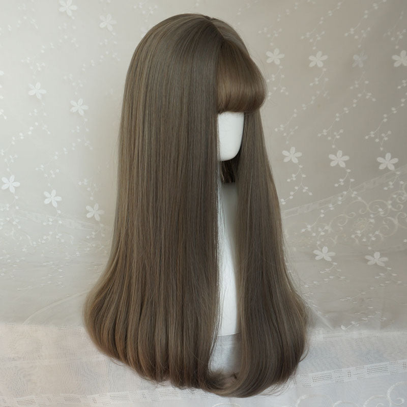 Grey long roll wig KF9617