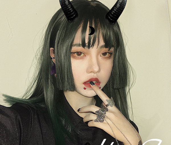 Dark green bangs cut wig KF81125