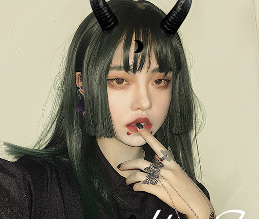 Dark green bangs cut wig KF81125