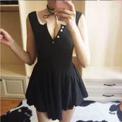 DEEP V LOW BREAST LACE SWEET RETRO DRESS KF26004