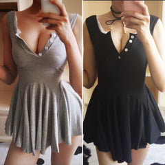 DEEP V LOW BREAST LACE SWEET RETRO DRESS KF26004