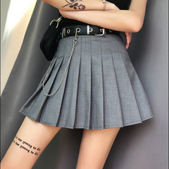 Gray high waist pleated skirt KF50127