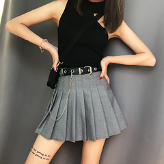 Gray high waist pleated skirt KF50127