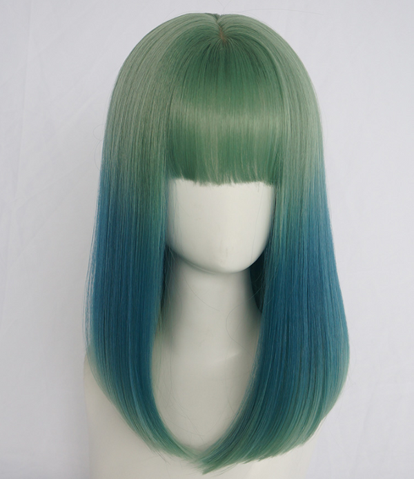 GREEN GRADIENT BLUE WIG KF40377