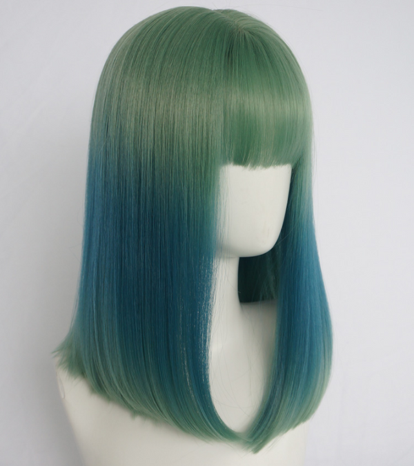 GREEN GRADIENT BLUE WIG KF40377