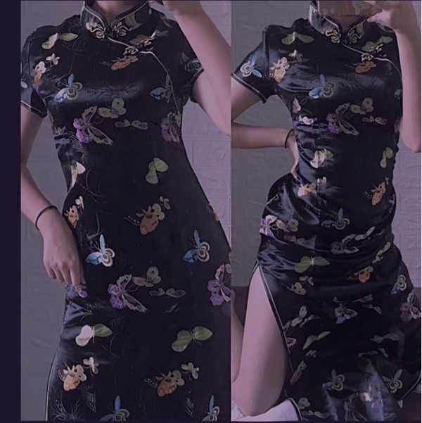 Dark vintage cheongsam KF90376