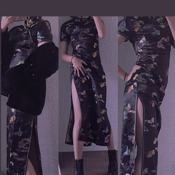 Dark vintage cheongsam KF90376