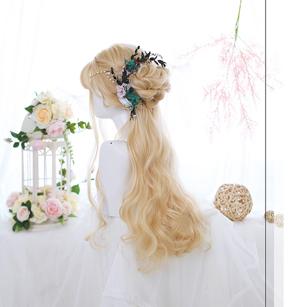 Golden long roll wig KF90552