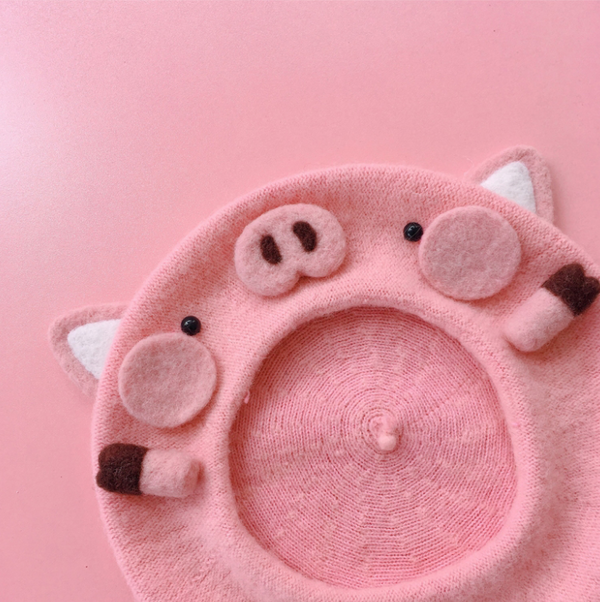 Pink pig beret KF9274