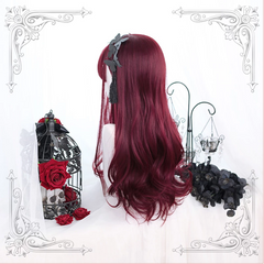 WINE RED LONG CURLY HAIG WIG KF9339