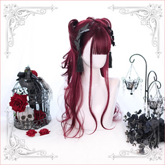 WINE RED LONG CURLY HAIG WIG KF9339