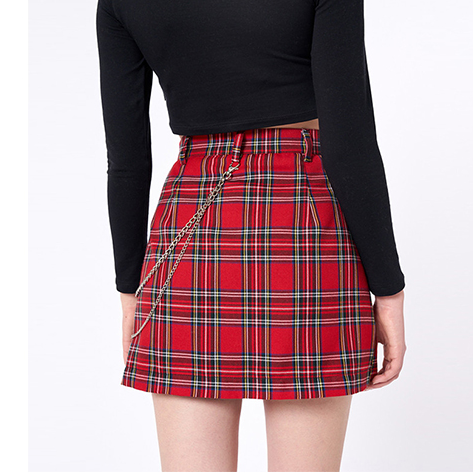 Red plaid skirt KF9384